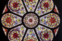 Gorgeous rose window crafted by Stained Glass Inc.